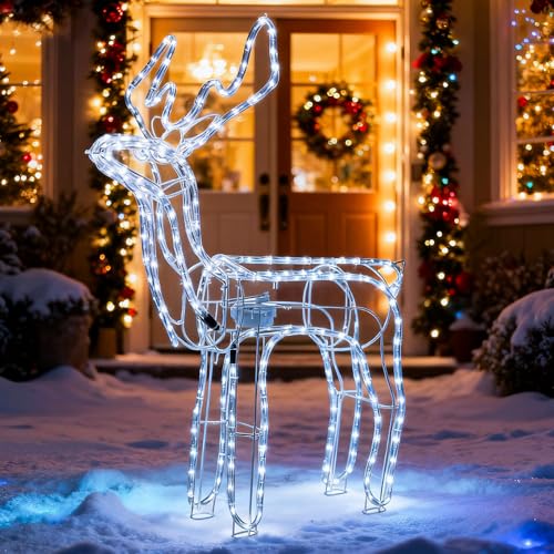 LEDYA Reindeer Beleuchtete Weihnachtsdekoration, 216 LEDs Kaltweiß,...