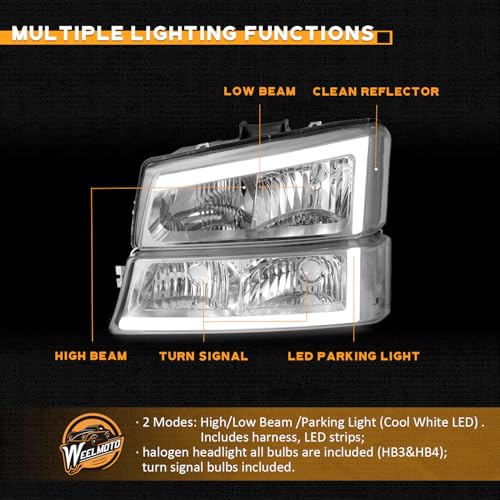 Image of WEELMOTO LED Headlights Assembly for 2003-2007 Chevy Silverado