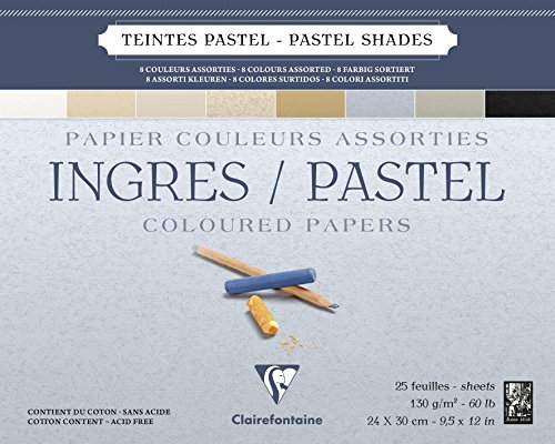 Bloc Ingres Pastel Clairefontaine 96487C de 25 feuilles vergé assorties 24x30cm