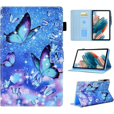 BYCeKe for Samsung Galaxy Tab A8 10.5 inch Case 2022 (Model: SM-X200/X205/X207), PU Leather Folio Stand Cover with Auto Wake/Sleep for Samsung A8 Tablet Case 10.5 inch - Blue Butterfly Cover