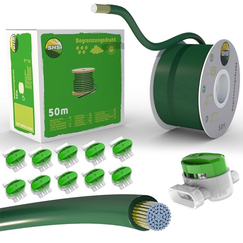 Cable de limitación de 50 m + 10 conectores de cable para robot cortacésped,