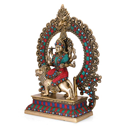 Image of Collectible India Brass Durga Idol, 15 Inches Height, Multicolour (Model Number: DTS105)