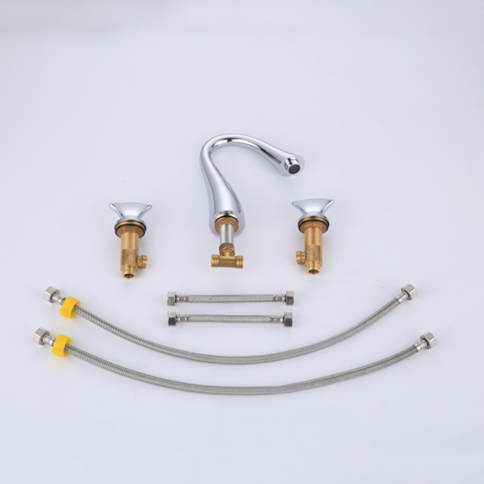 Grifo 3 Orificios para Baño Agua Fría Y Caliente Bimando Grifos para Lavabos de Baño Latón,cromo