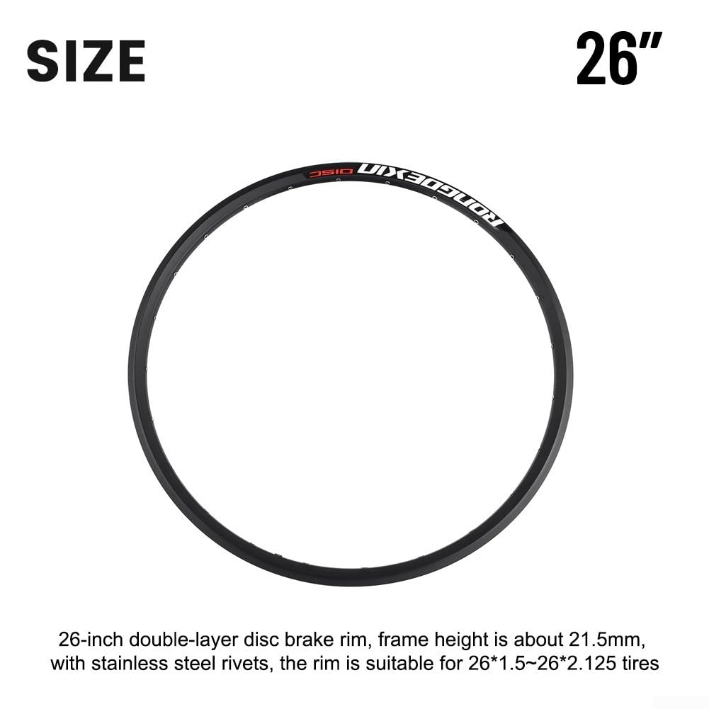 Rueda de bicicleta de aleación de aluminio 26 pulgadas, freno de disco doble capa, 24-36 agujeros, juego de ruedas MTB para neumático 26x1.5-2.125 válvula AV