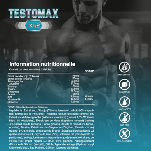 Healthy Fusion, TestoMax | Booster de Testostérone Naturel | Maca des Andes & Taurine | Améliore Vitalité, Masse Musculaire & Performances | Brûle-Graisses Efficace | 120 Capsules – Image 6