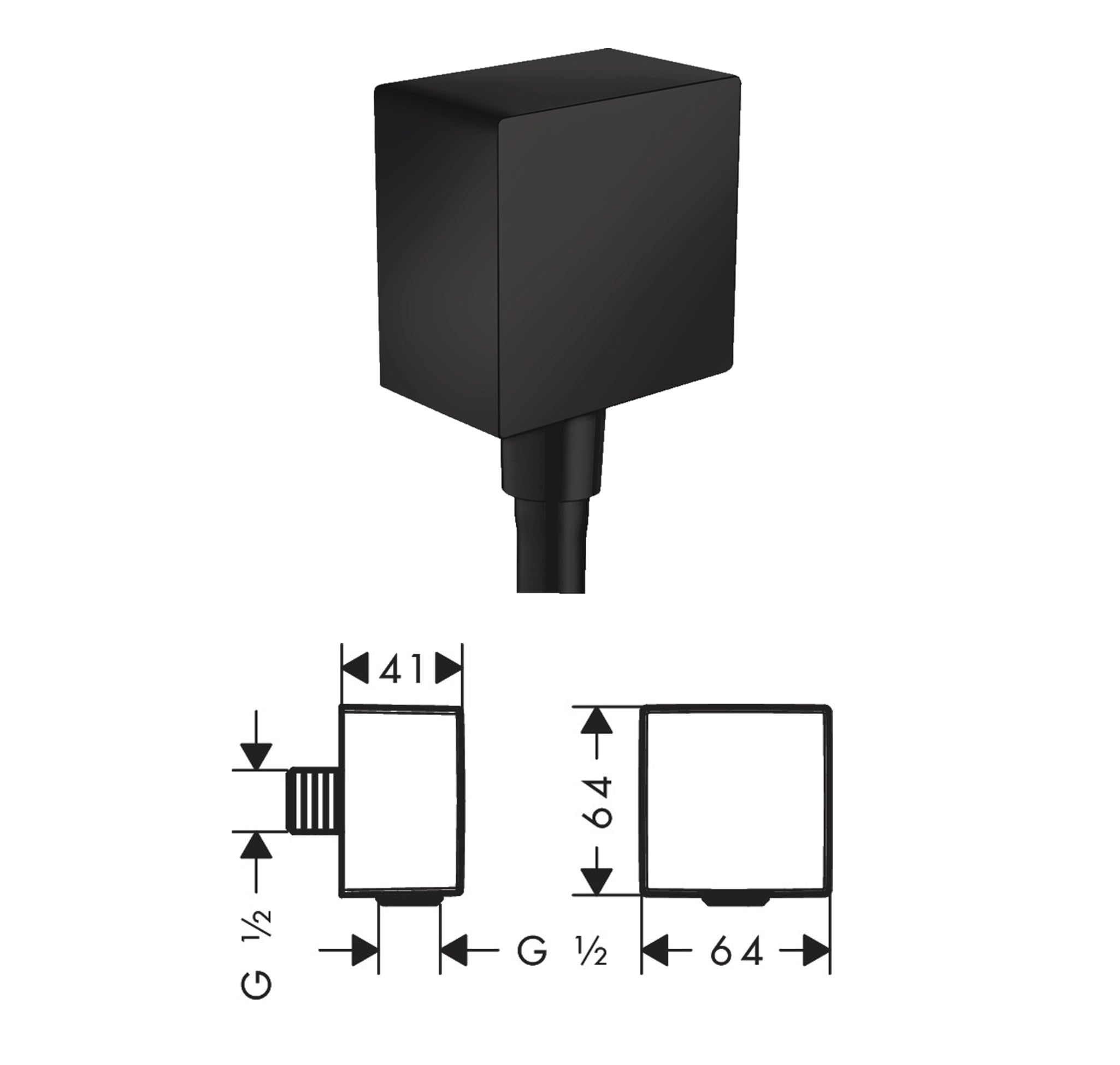 Hansgrohe Duschsystem mit Unterputz Duscharmatur von Hansgrohe Regendusche mit Armatur, Duschkopf eckig, Wandarm Dusch-SET HGSK01 schwarz matt