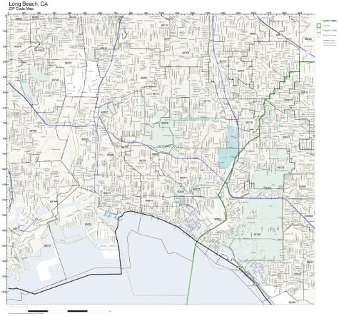 Amazon.com: Working Maps Zip Code Wall Map of Long Beach, CA Zip Code ...