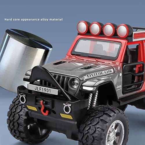 Image of New 1:32 Rubicon Diecast Alloy Metal Pull Back Car with Openable Doors Music Sound and Light Vehicle Toy Car for Kids Boys
