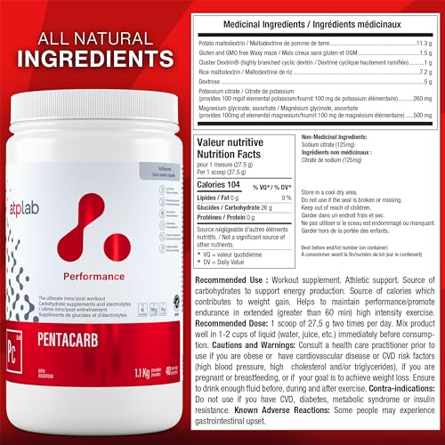 Image of ATP LAB Pentacarb 1.1kg Powder 40-Servings - Unflavoured, Carbohydrate and Electrolyte, Energy and Endurance, Ideal for Post-Workout Recovery, Easy Mixing Formula for Active Lifestyles