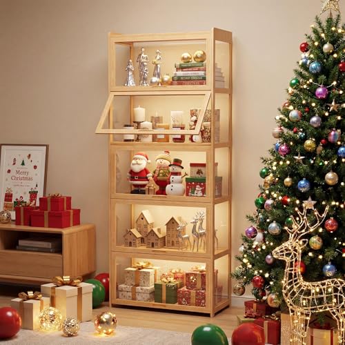 Magshion Display Cabinet with Acrylic Doors, 5-Tier Curio Cabinet for