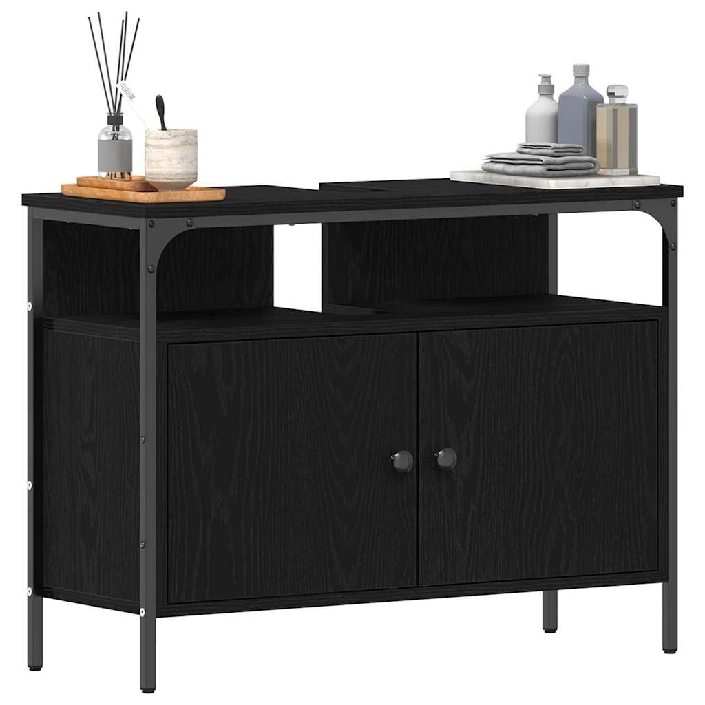 vidaXL Gabinete de Lavabo para Baño Roble Negro 80 x 30 x 60 cm