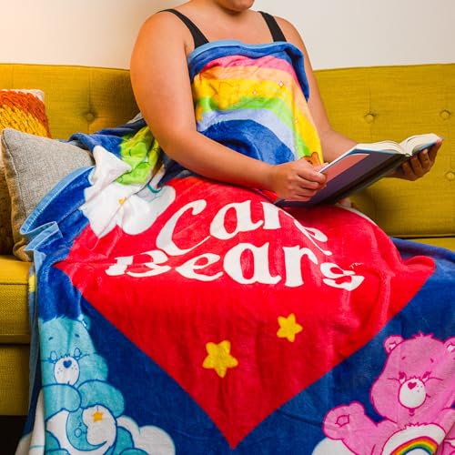 Image of Silver Buffalo Care Bears Rainbow Heart Logo, Fleece Throw Blanket, 45x60in | Bedtime and Tenderheart Bear, Cheer, Soft and Cozy, 180 GSM