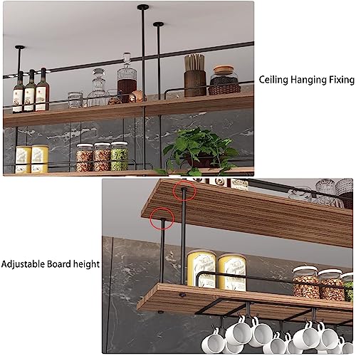 Support à vin suspendu anti-chute avec étagère de plafond réglable - 5