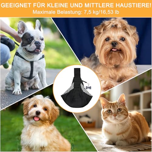 Hundetragetasche, Hunderucksack Bis 7,5kg mit Hundeknochen-Anhänger, Tragbare Verstellbar Hunde Tragetasche, für Kleine Haustier, Spaziergang Aktivitäten Im Ausflüge und Freien(Schwarz)