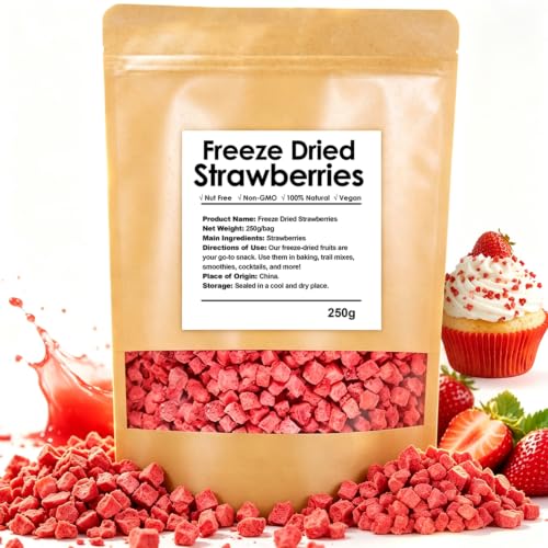 Freeze Dried Strawberries Pieces 8.8 Oz/250g, Crispy Dried Strawberries