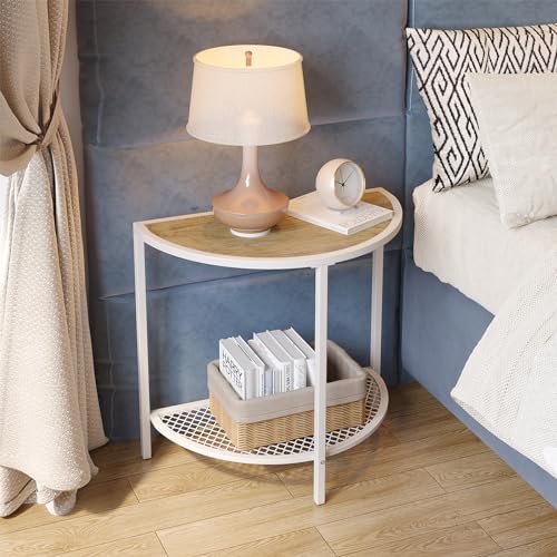 SAYGOER Small End Table 19.7'' Half Moon Side Table for