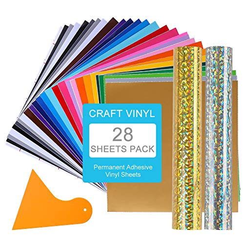 Adhesive Permanent Vinyl Sheets for Cricut - 31 Packed Assorted Colors Adhesive Backed Vinyl Paper for Cricut|Silhouette Cameo Vinyl Sheets 12 in x 12 in