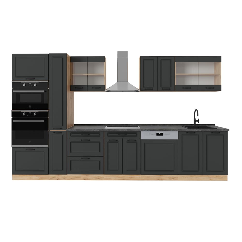 Vicco Cucina componibile R-Line, Antracite country/rovere dorato, 350 cm