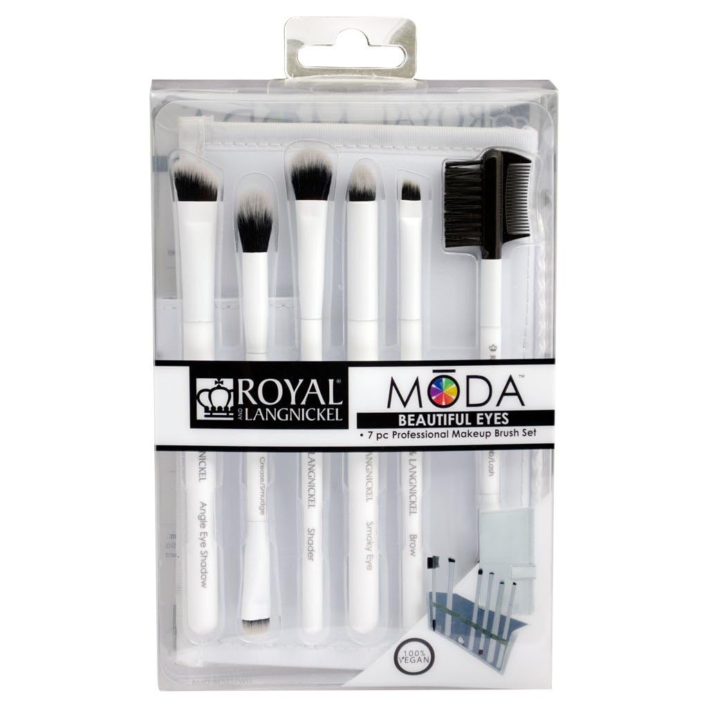 MODA Royal & Langnickel Travel Size Beautiful Eyes 7pc Makeup Brush Set including Pouch, Includes, Angle Shader - Image 4