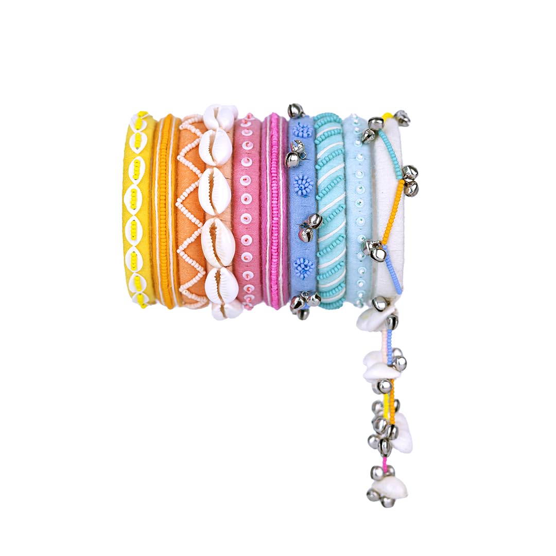 Taasha Craft Mrida bright colour beads work Bangles, Handcrafted Cotton Thread Bangle Set for Women & Girls Size 2.8 Set of (10 Bangles) (B0D9BV14Y3) Amazon Price History, Amazon Price Tracker