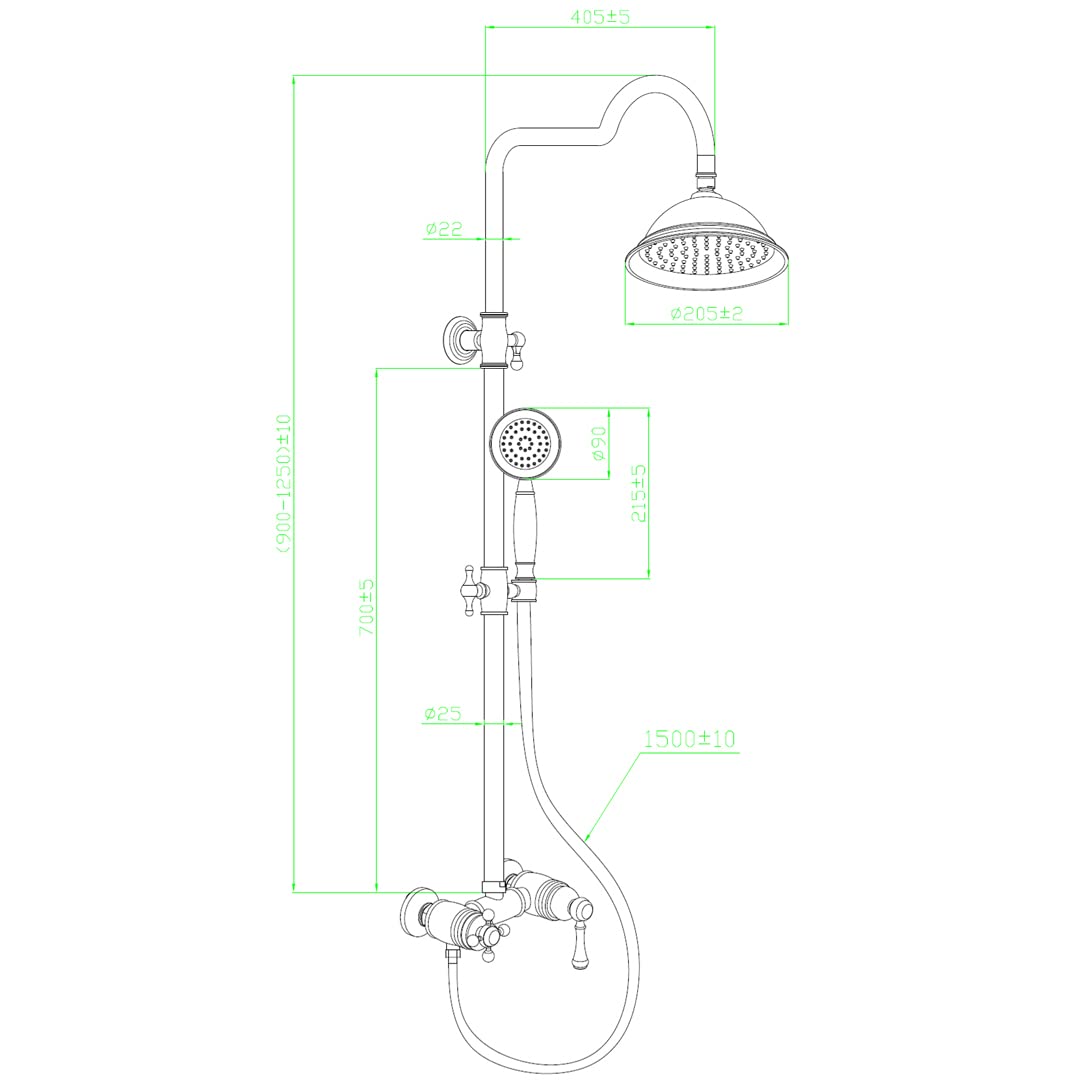 Essebagno Columna de ducha Leeds 2 retro cromada con mezclador mecánico