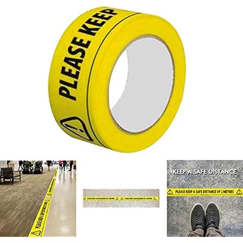 Social distance tape, safety information maintenance distance from the ground warning tape, each 2.25 inches long x 17 inches long, a roll of 108 feet (65 messages). Cover