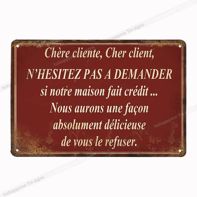 Cuisine, targa in metallo francese, stile vintage, stile vintage, 20 x 30 cm