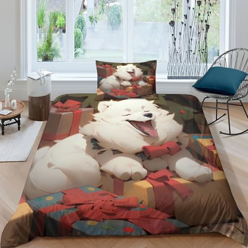Housse de couette Noël chien 3D 135x200 microfibre - 2