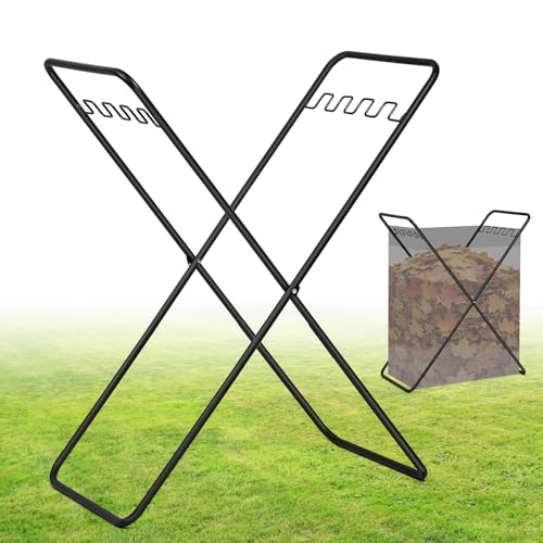 YZIVTAOTIE Trash Bag Holder Stand, Heavy Duty Foldable Metal Garbage Bag Frame Fits 30-50 Gallon, Portable Yard Leaf Bag Holder for Lawn Cleanup, Camping, Weeding, Parties