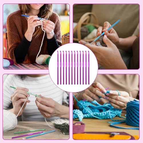 Image of UzecPk 12Pcs 4.5mm Crochet Hook, US Size 7 Aluminum Crochets Hooks Craft Yarn, Crochet Hooks Bulk Crochet Needles for Crocheting Yarn, Metal Crochet Hook for Knitting Scarf Hat