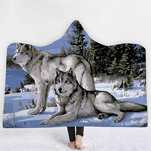 Couverture à capuche loup 3D plaid climatisé sweat couverture