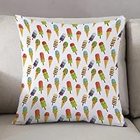 Cushion Covers 50 x50cm Square Throw Pillow,Ice Cream Decor,Yummy Cones in with Emoji Faces Kids Boys,Decorative Sofa Cushion Covers for Bedroom Couch Living Room with Invisible Zipper