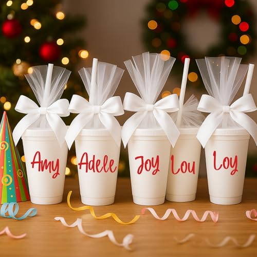 Image of 6 Sheets UV Dtf Cup Wrap Name Stickers for Water Bottles Waterproof Vinyl Decals Personalized Custom Lettering Gift Stickers for Cups Love 14-40oz Tumbler Mugs DIY Craft (Red)
