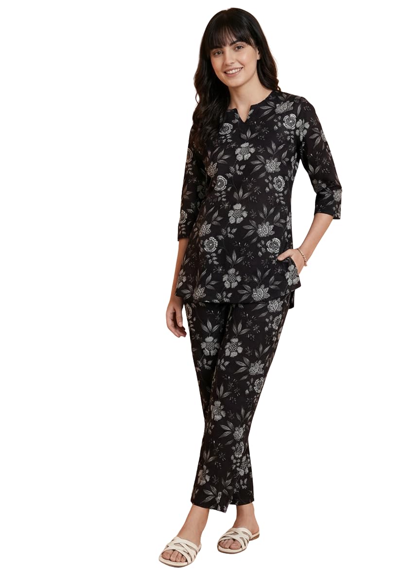 bee m pee designer Women's Cotton Floral Printed Co ord Set for Women | Ethnic Short Kurta Pant Sets for Women/Cord Set for Office/Daily and Parties |Available Plus Size 4XL.5XL (S-6XL)-picture-16