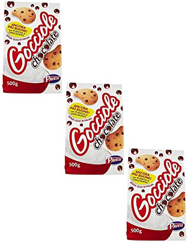 3X Barilla Pavesi Gocciole Italian BiscuitsCookies with Dark Chocolate Drops 500
