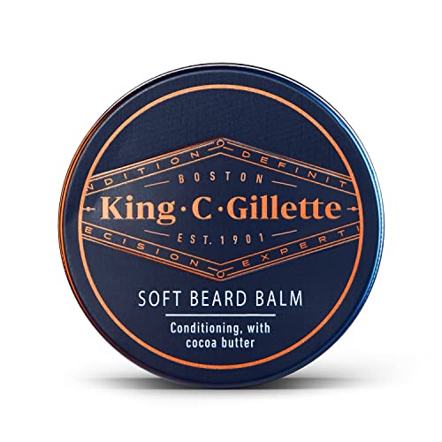 King C. Gillette Baume à barbe pour homme, 100 ml, au beurre de cacao, à l'huile d'argan et au beurre de karité, hydratant pour les cheveux du visage Cover