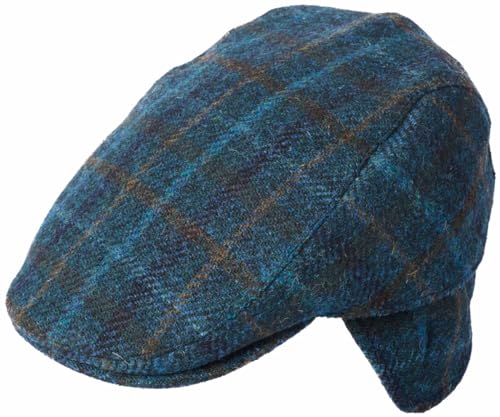 Casquette plate en laine tweed premium Failsworth Oban bleu motif 4002 S 55cm