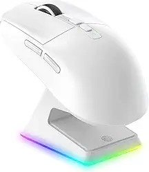 Mouse ATTACK SHARK X6 49g SUPERLIGHT com base de carregamento magnética, sensor para jogos PixArt PAW3395, mouse para jogos sem fio/com fio BT/2.4G, 26000 DPI