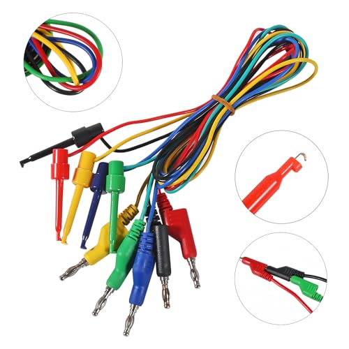 Image of 5pcs Test Leads 4mm Stackable Banana Plug to Crocodile Alligator Clips Flexible Cable Wire 3.3ft /1m for Multimeter Electrical Testing (Banana Plug to Test Hook)