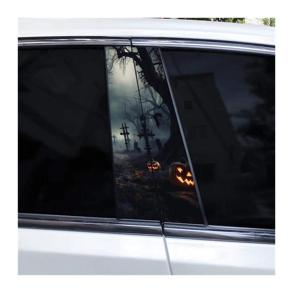 Body Parts 2pcs Car B-Pillar Decorative Stickers Halloween Scenery Man Car Center Column Sticker DIY Vinyl(Type A)