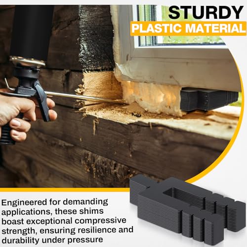 Image of 500 Pcs 1 /16 inch x 3-1 /2 inch Stack Shims Bulk Stackable Black Shims for Windows & Doors