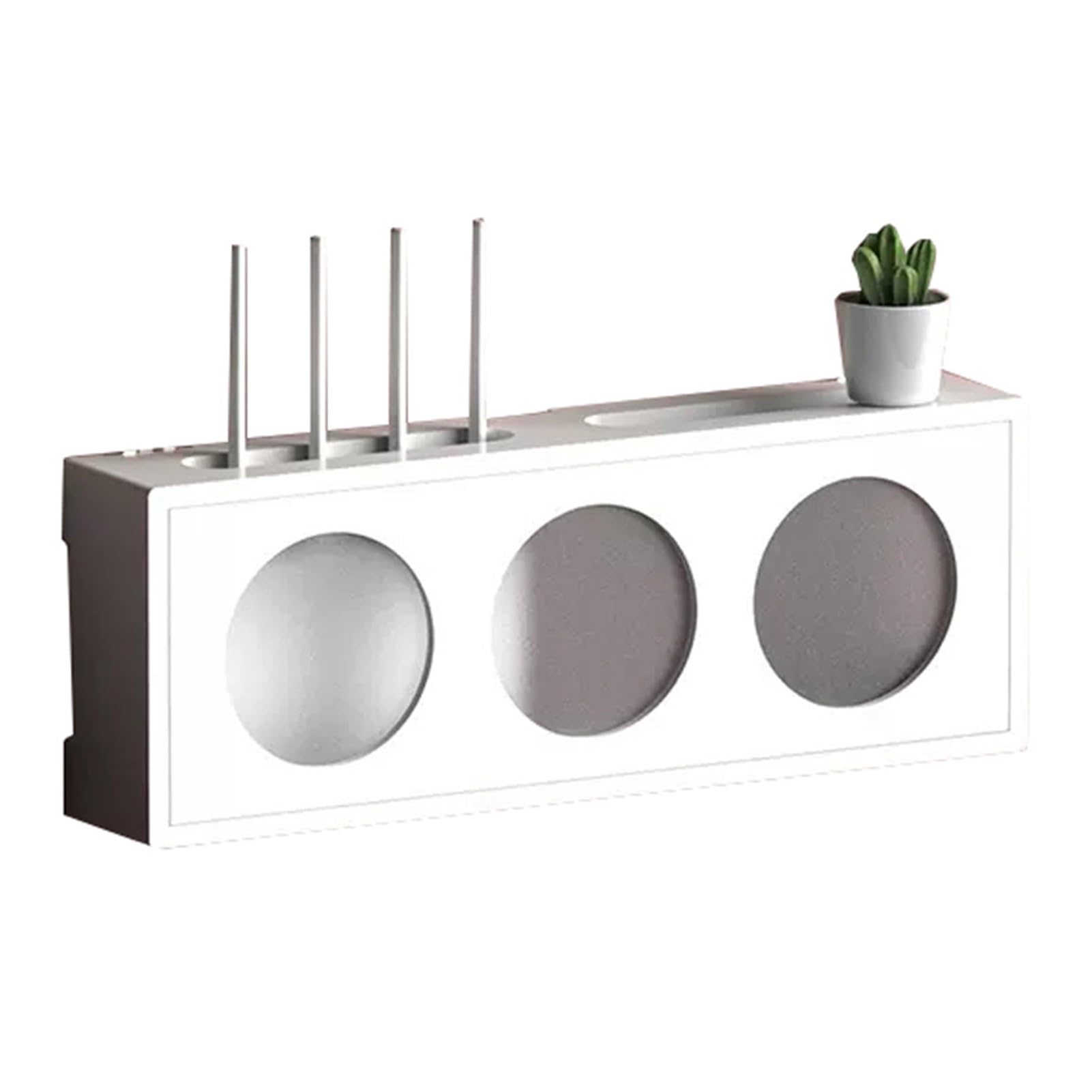 Generico Scatola portaoggetti in Legno per Router WiFi - Supporto Organizer da Parete con sportello in Acrilico Satinato per Console multimediale, Dvd, decoder, Telecomando - Elegante Decorazione BIA