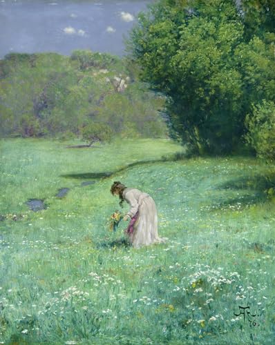 Tableau mural prairie boisée de Hans Thoma pour habiller un grand mur vide de chambre 60x90