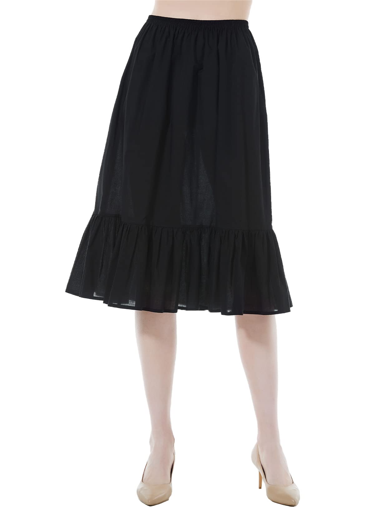 BEAUTELICATE Enaguas para Mujer Algodón Antiestática Larga Corto Media Combinacion Falda para Vestido Blanco Marfil Negro Ropa Interior