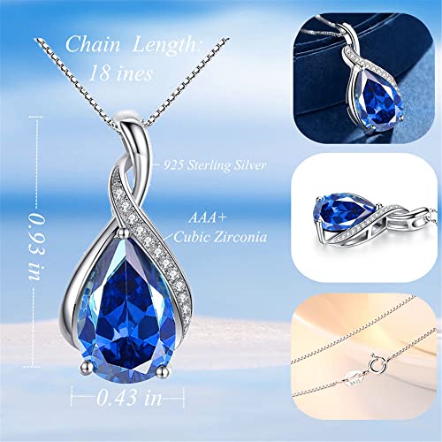 MABELLA Classic Sterling Silver Pendant Necklace Pear Cut Simulated RUBY SAPPHIRE EMERALD Birthstone Jewelry Gifts for Women2