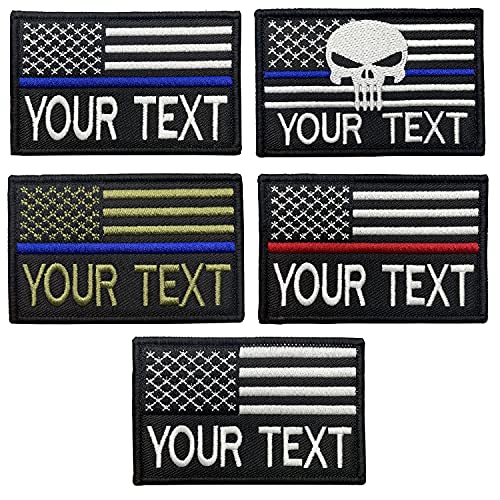 Customizable Tactical Military Name Patch ,American Flag Patch with Your Text, Embroidered, Hook and Loop, Military and Tactical Accessory for Clothing-Jackets-Hats-Backpacks