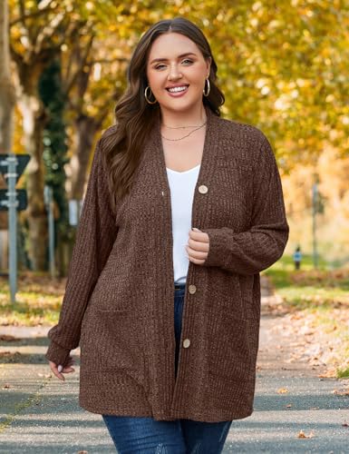 Image of MONNURO Plus Size Cardigan for Women Lightweight Open Front with Pockets