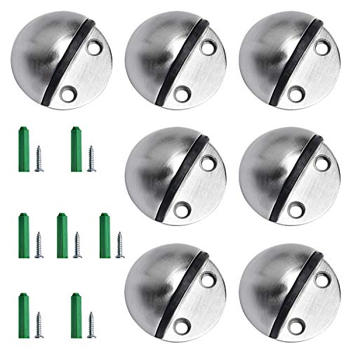Supkiir Door Stopper Floor, 10 Pack Stainless Steel Floor Mounted Dome Door Stop with Rubber Bumper Hardware Screws for Home Hotel