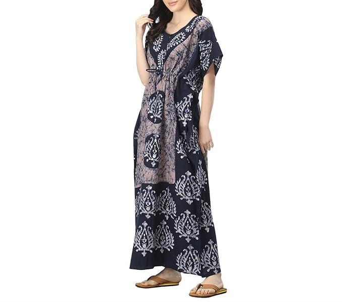 Women Batik Kaftan Cotton Night Suit Night Dress Long Caftan Nighty Maxi-image-29