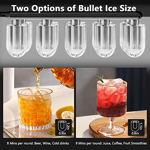 Kumio Ice Maker Countertop, Retro Design Bullet Clear Ice 10Pcs In 8Mins, 33Lbs/Day, 2.5Qt Water Reservoir & 2 Ice Size (S/L), Self-Cleaning Portable Ice Machine With Ice Basket And Scoops #TOP2